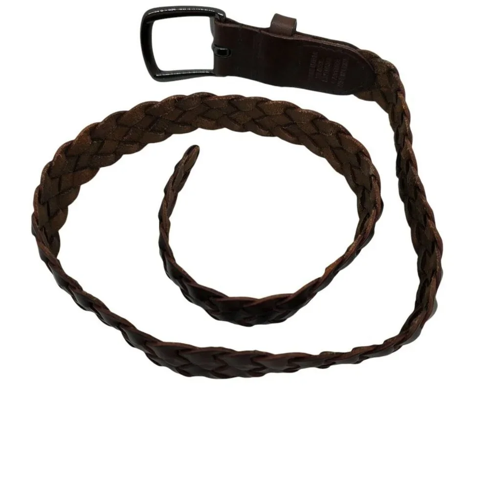 Vintage Boys Girls Belt Size XL/XXL Brown Genuine Leather Nickel-tone Buckle